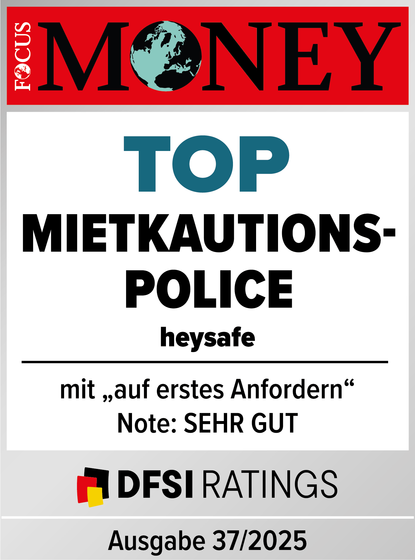 Focus Money Auszeichnung – Beste Mietkautionspolice