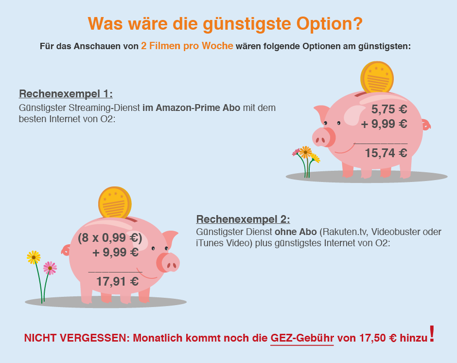 Was ist die g%C3%BCnstigste Option?: Internetanbieter und Streaming-Dienst